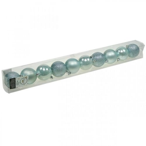 Artículo Bolas navideñas plástico mezcla azul claro Ø6cm 10 piezas