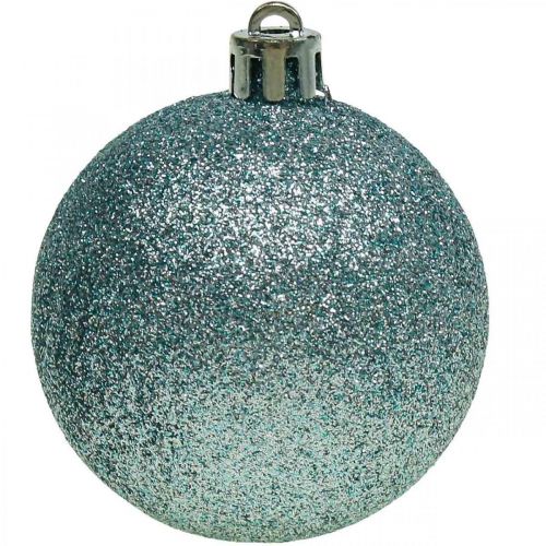 Artículo Bolas navideñas plástico mezcla azul claro Ø6cm 10 piezas
