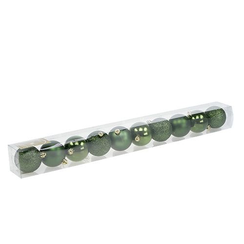 Floristik24 Bola navidad plastico Ø6cm verde 10p