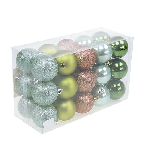 Floristik24 Bola navideña plástico Ø6cm culo verde. 30 piezas