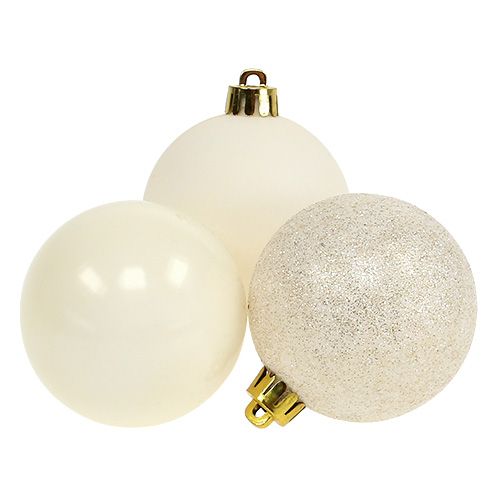 Floristik24 Bola de Navidad de plástico crema Ø60mm 10pcs