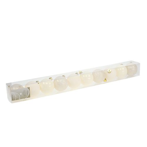 Floristik24 Bola de Navidad de plástico crema Ø60mm 10pcs