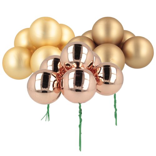 Bola de Navidad de cristal dorado rosa con reflejos de bayas, Ø40 mm, 32 unidades