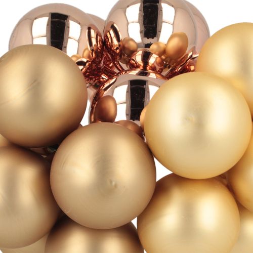 Artículo Bola de Navidad de cristal dorado rosa con reflejos de bayas, Ø40 mm, 32 unidades