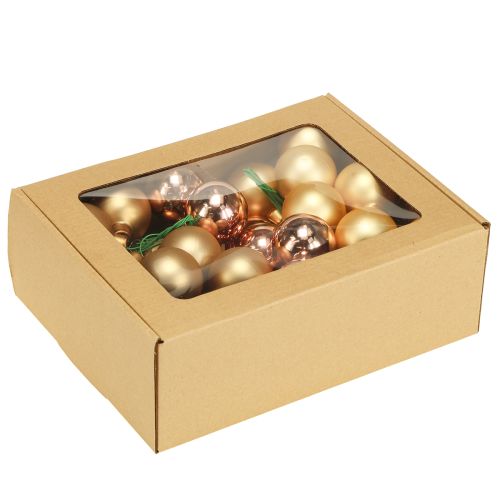 Artículo Bola de Navidad de cristal dorado rosa con reflejos de bayas, Ø40 mm, 32 unidades