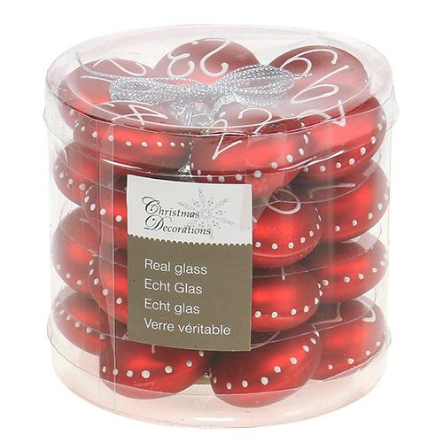 Floristik24 Bola navideña Ø3,5cm con números rojo 24 piezas