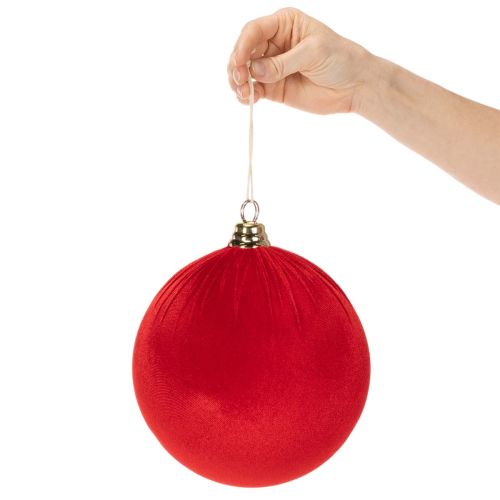 Bola de Navidad con aspecto de terciopelo rojo, bola grande para árbol de Navidad de 20 cm, 3 piezas | Floristik24.es