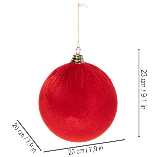 Bola de Navidad con aspecto de terciopelo rojo, bola grande para árbol de Navidad de 20 cm, 3 piezas | Floristik24.es