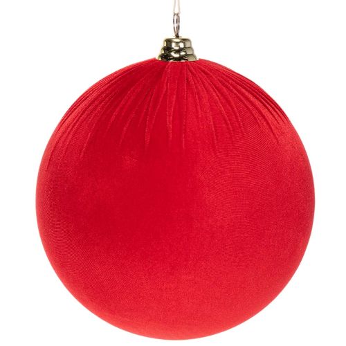 Bola navideña de terciopelo rojo, bola decorativa grande para colgar, 25 cm, 2 piezas