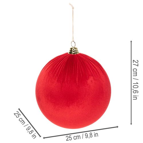 Bola navideña de terciopelo rojo, bola decorativa grande para colgar, 25 cm, 2 piezas | Floristik24.es