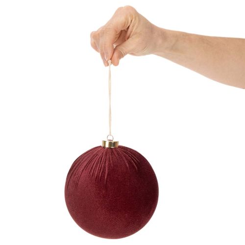 Adorno navideño, aspecto de terciopelo rojo, para colgar, 15 cm, 3 unidades. | Floristik24.es