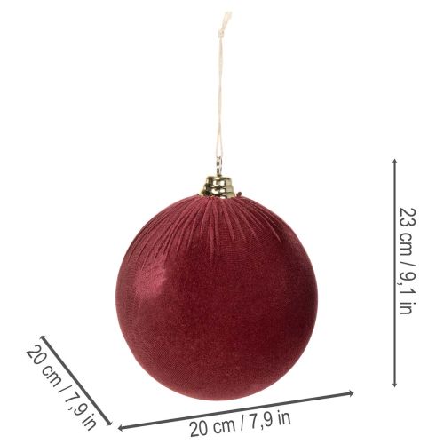Adorno navideño grande de terciopelo rojo, 20 cm, 3 piezas | Floristik24.es