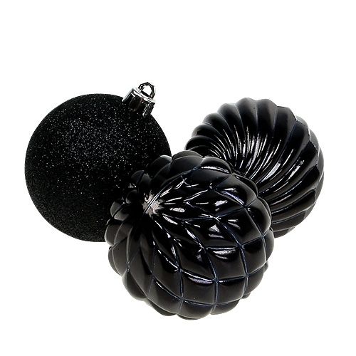 Floristik24 Bola de Navidad Black Mix Ø7cm plástico 6pcs