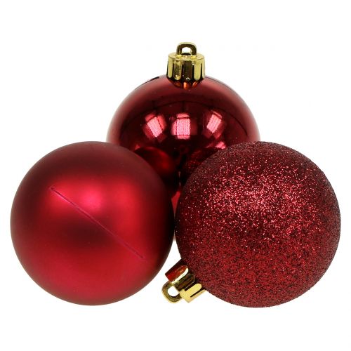 Floristik24 Adorno navideño rojo rubí mix Ø6cm 10p