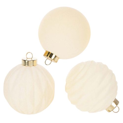 Adorno navideño en forma de bola, color blanco, texturas mixtas, 8 cm, 12 unidades. comprar | Floristik24.es