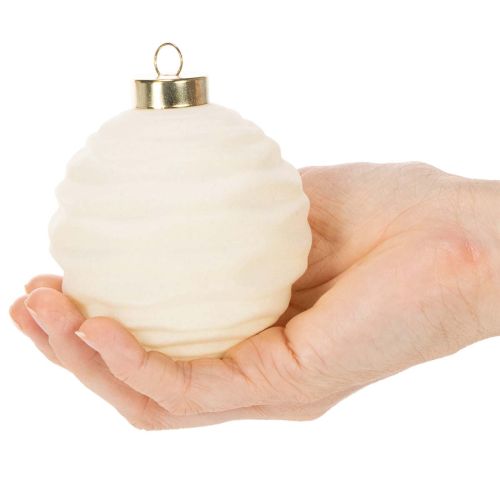 Adorno navideño en forma de bola, color blanco, texturas mixtas, 8 cm, 12 unidades. | Floristik24.es