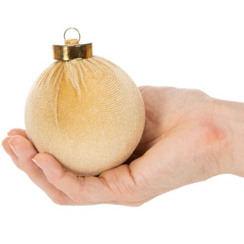Adornos navideños con aspecto de terciopelo, mezcla de colores cálidos, 8 cm, 12 unidades. | Floristik24.es