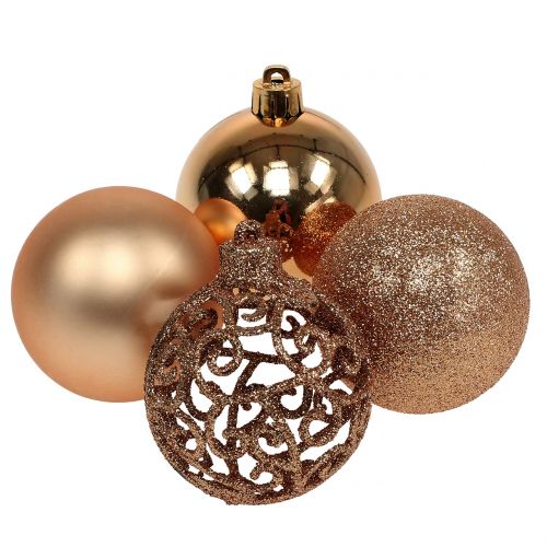 Floristik24 Bola de Navidad cobre oro Ø6cm 16 piezas