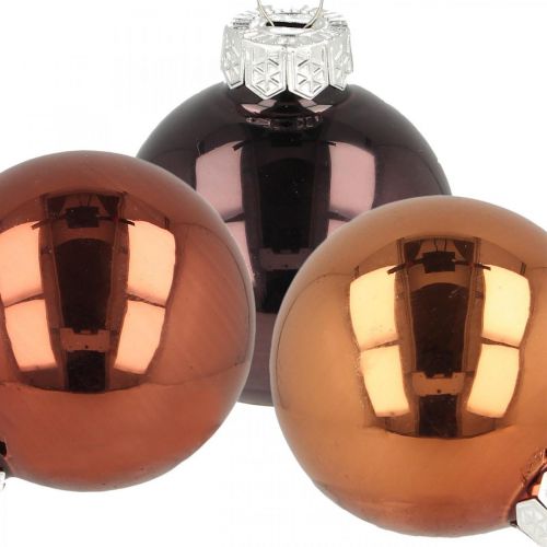 Floristik24 Adornos para árboles de Navidad, bolas navideñas, mezcla de bolas de árbol marrón H4,5cm Ø4cm vidrio real 24 piezas