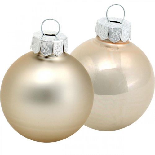 Floristik24 Mezcla de decoración para árboles, bolas navideñas, mini colgantes para árboles dorado/marrón/nácar/beige H4,5cm Ø4cm vidrio real 24 piezas