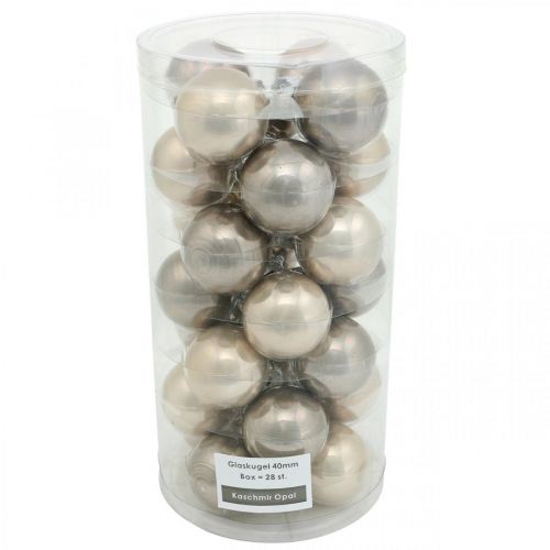 Floristik24 Bolas de árbol de Navidad, mini bolas de árbol, mezcla de decoración navideña beige/nácar H4,5cm Ø4cm vidrio real 24 piezas
