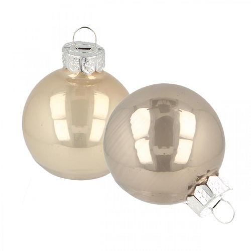 Floristik24 Bolas de árbol de Navidad, mini bolas de árbol, adornos navideños mezcla beige / nácar H4.5cm Ø4cm vidrio real 24pcs