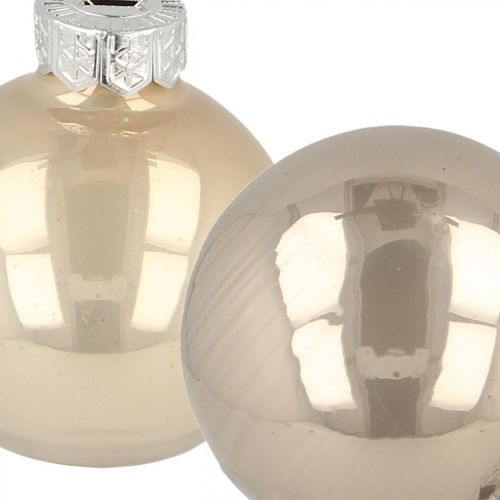 Floristik24 Bolas de árbol de Navidad, mini bolas de árbol, mezcla de decoración navideña beige/nácar H4,5cm Ø4cm vidrio real 24 piezas