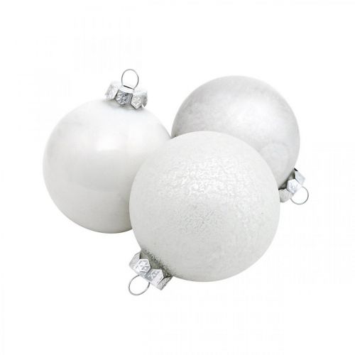 Floristik24 Colgante de árbol, bola de nieve, decoración del árbol de Navidad, decoración de invierno blanco H4,5cm Ø4cm vidrio real 24 piezas