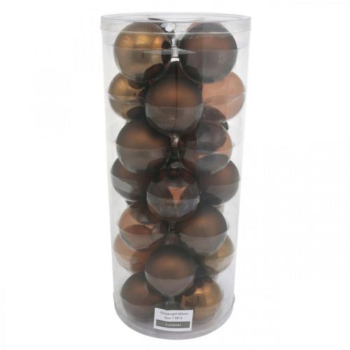 Floristik24 Bola para árbol de Navidad, adornos para árboles, bolas navideñas marrón H6,5cm Ø6cm vidrio real 24 piezas