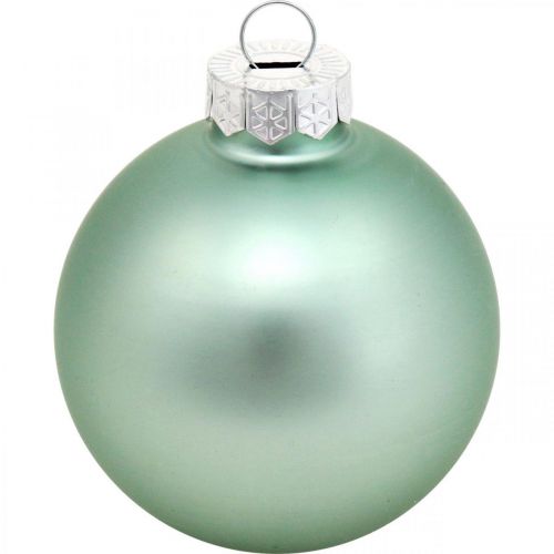 Floristik24 Bola de Navidad, decoración del árbol, bola de árbol de Navidad verde menta H6,5cm Ø6cm vidrio real 24 piezas