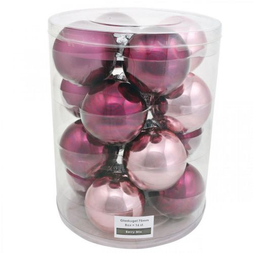 Artículo Bolas navideñas, adornos para árboles, bolas de cristal violeta H8,5cm Ø7,5cm vidrio real 12 piezas