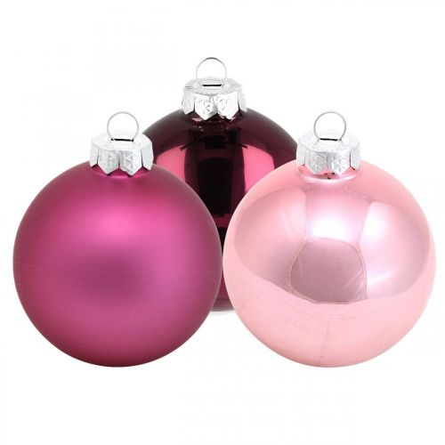 Artículo Bolas de Navidad, adornos para árboles, bolas de cristal violeta H8.5cm Ø7.5cm vidrio real 12ud