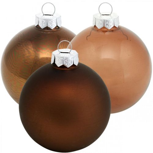 Floristik24 Bola de árbol de navidad, decoraciones para árboles, bolas de navidad marrón H6.5cm Ø6cm vidrio real 24pcs
