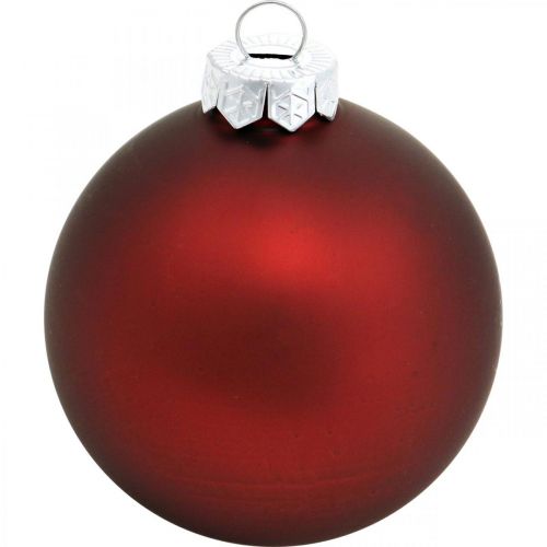 Artículo Bola de Navidad, decoraciones para árboles de Navidad, bolas de cristal rojo vino H8.5cm Ø7.5cm vidrio real 12 piezas