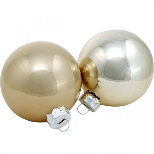 Floristik24 Mezcla de bolas de árbol de Navidad, adornos navideños, mini adornos para árboles blanco/nácar H4,5cm Ø4cm vidrio real 24 piezas