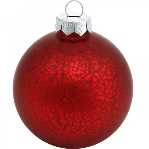 Floristik24 Adornos para árboles de Navidad, colgantes para árboles, bolas de Navidad jaspeado rojo H8.5cm Ø7.5cm vidrio real 14pcs