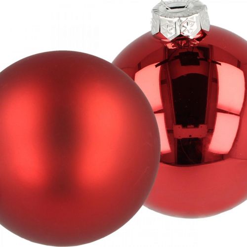 Floristik24 Bola de árbol de Navidad, adornos de árbol, bola de Navidad roja H8.5cm Ø7.5cm vidrio real 12pcs