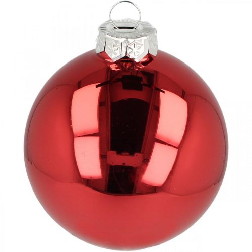 Floristik24 Bola de árbol de Navidad, adornos de árbol, bola de Navidad roja H8.5cm Ø7.5cm vidrio real 12pcs