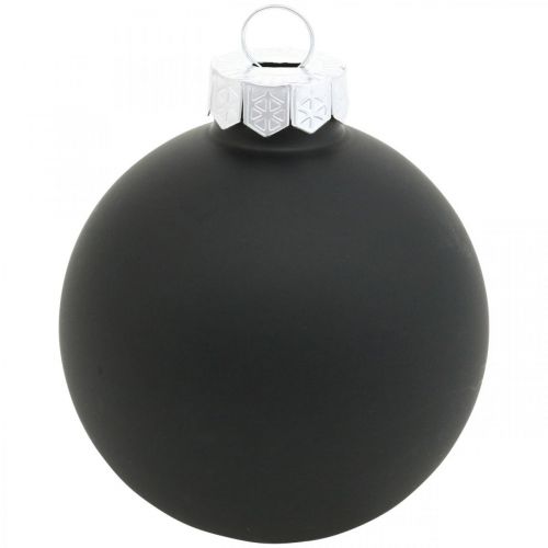 Artículo Mini bola de árbol de Navidad, mezcla de decoración para árboles, bolas de Navidad negras H4,5 cm Ø4 cm vidrio real 24 piezas