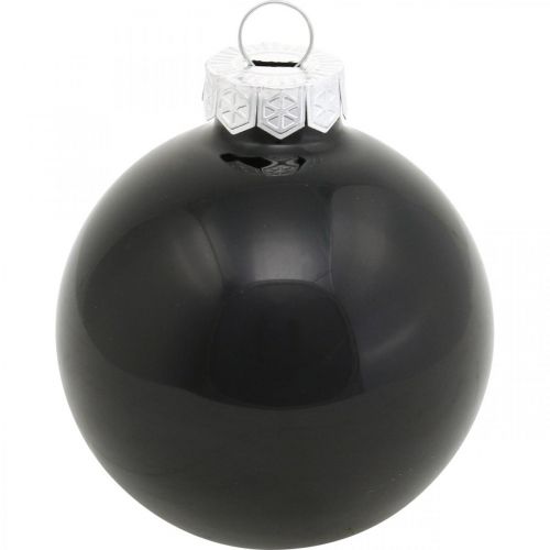 Artículo Mini bolas para árboles de Navidad, mezcla de decoraciones para árboles, bolas de Navidad negras H4.5cm Ø4cm vidrio real 24pcs