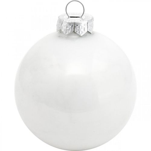 Floristik24 Colgante de árbol, bola de nieve, decoración del árbol de Navidad, decoración de invierno blanco H4,5cm Ø4cm vidrio real 24 piezas