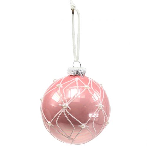 Floristik24 Bolas de Navidad con perlas Rosa Ø8cm 3 piezas