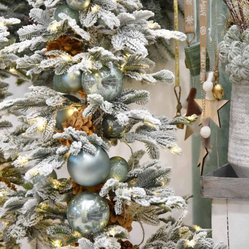 Floristik24 Bola de Navidad, decoración del árbol, bola de árbol de Navidad verde menta H6,5cm Ø6cm vidrio real 24 piezas
