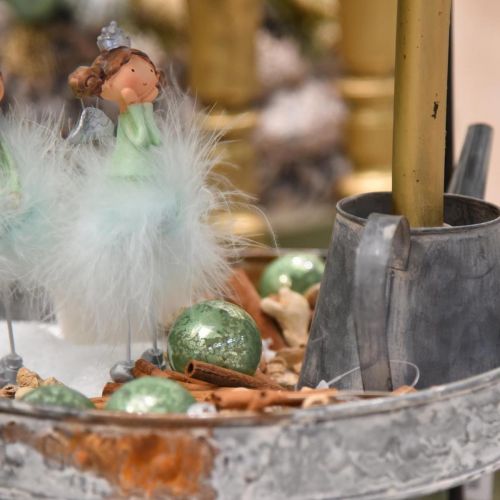 Artículo Bola de Navidad, decoración del árbol de Navidad, bola de cristal verde jaspeado H6,5cm Ø6cm vidrio real 24 piezas