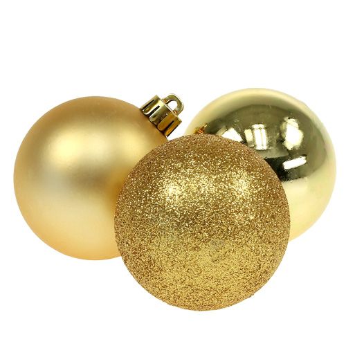 Floristik24 Bola de navidad plastico dorado 6cm 10uds