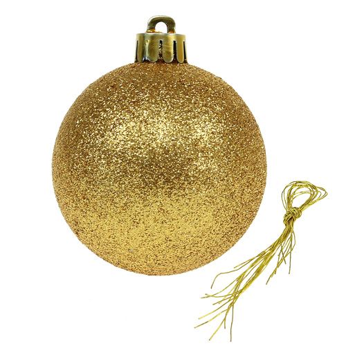 Artículo Bola de navidad plastico dorado 6cm 10uds