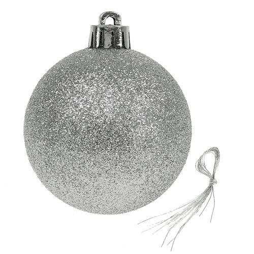 Artículo Bola de navidad plastico plata 6cm 10pcs