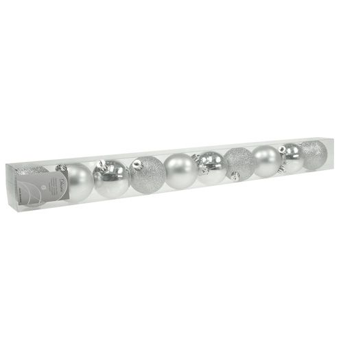 Artículo Bola de navidad plastico plata 6cm 10pcs