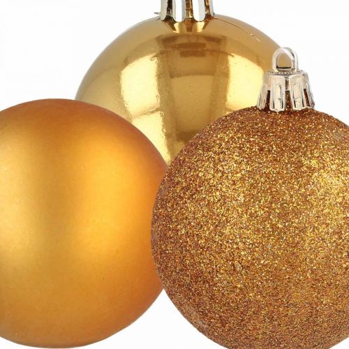 Artículo Bolas para árboles de Navidad, adornos navideños, adornos para árboles naranja plástico Ø6cm 10ud