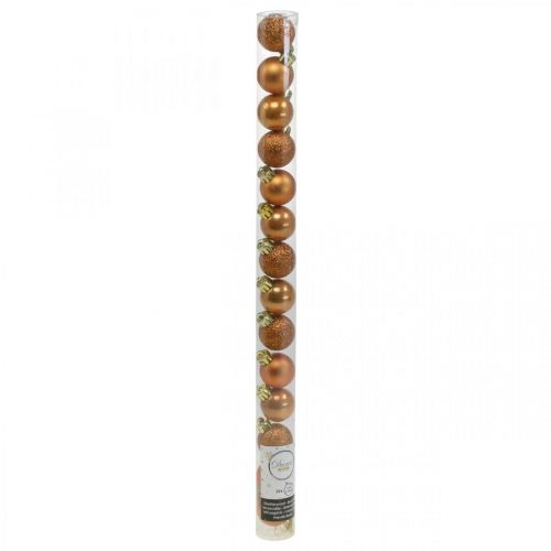 Floristik24 Mini bola para árbol de Navidad, mezcla para decoración de árboles, bola de Navidad naranja Ø2.5cm plástico 14ud